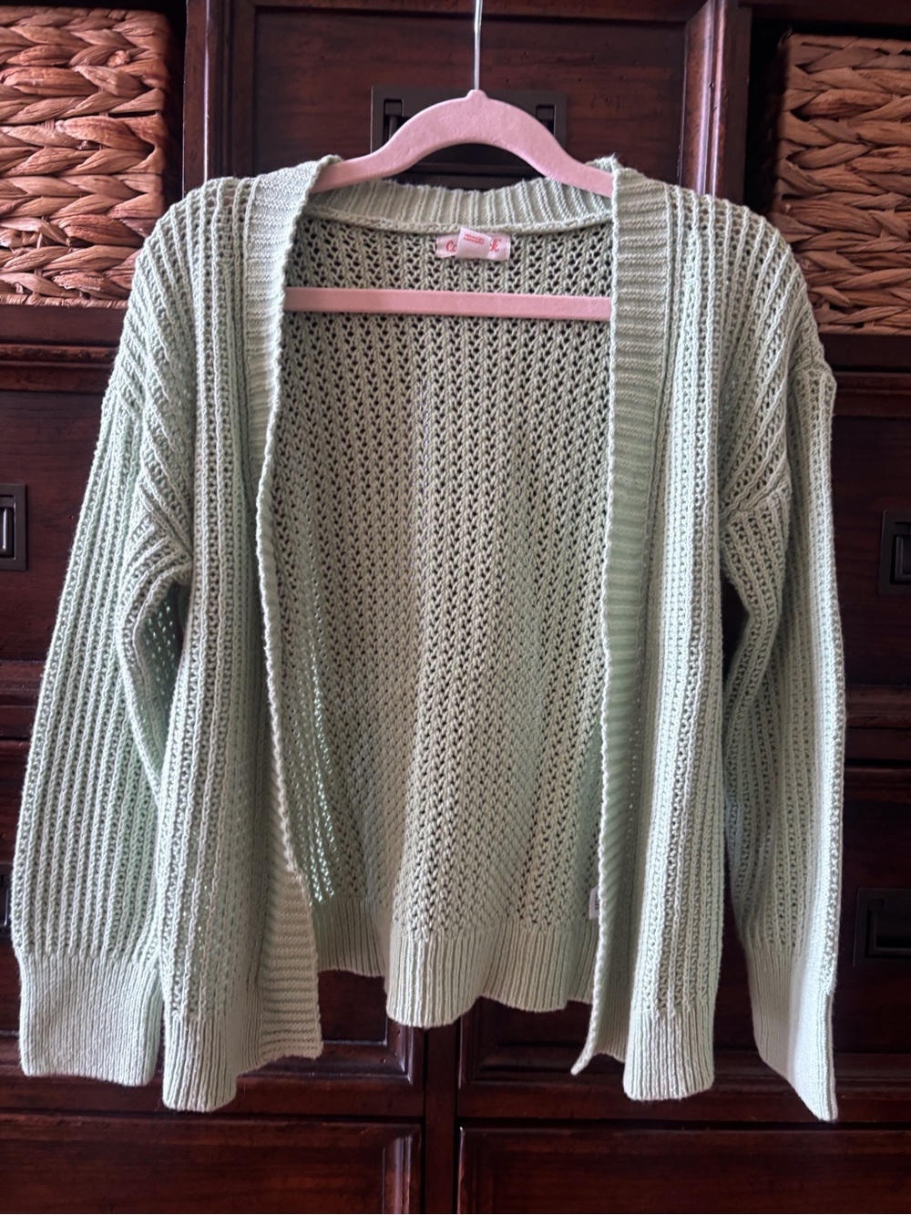 cat & Jack Open-Front Knit Cardigan Green in size M